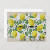 ヴィンテージレモンハッピーバースデー葉書 ポストカード (正面/裏面)