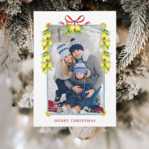 ヴィンテージレモンフレーム写真クリスマスグリーティングカード