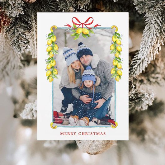 ヴィンテージレモンフレーム写真クリスマスグリーティングカード 案内状