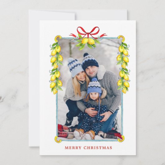 ヴィンテージレモンフレーム写真クリスマスグリーティングカード 案内状 (正面)