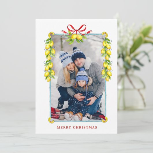ヴィンテージレモンフレーム写真クリスマスグリーティングカード 案内状 (スタンド正面)
