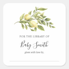 ヴィンテージレモンベビーシャワー蔵書票 スクエアシール