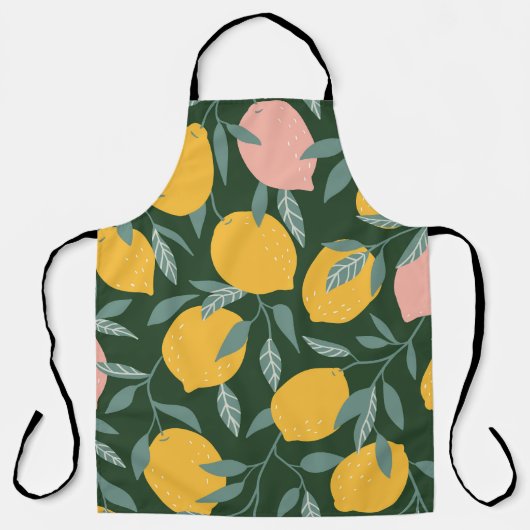 ヴィンテージレモン果実継ぎ目パターン エプロン (正面)