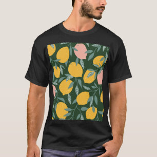 ヴィンテージレモン果実継ぎ目パターン Tシャツ