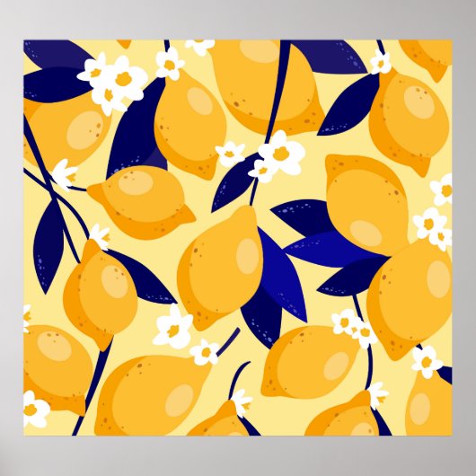 ヴィンテージレモン果実:フードパターン。 ポスター (正面)