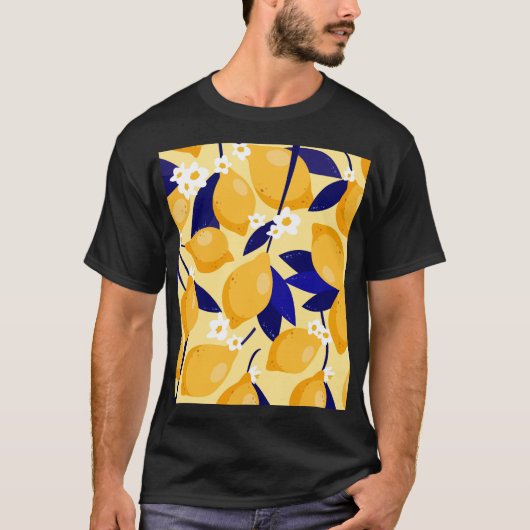 ヴィンテージレモン果実:フードパターン。 Tシャツ (正面)