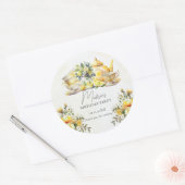 ヴィンテージレモン誕生日ティーパーティーありがとう ラウンドシール (封筒)