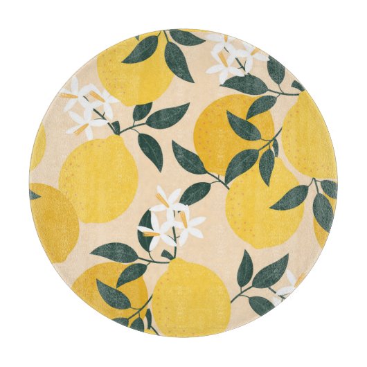 ヴィンテージレモン：シームレスフルーツテクスチャ。 カッティングボード (正面)