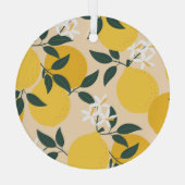 ヴィンテージレモン：シームレスフルーツテクスチャ。 ガラスオーナメント (裏面)