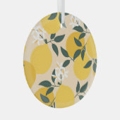 ヴィンテージレモン：シームレスフルーツテクスチャ。 ガラスオーナメント (正面右)