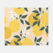 ヴィンテージレモン：シームレスフルーツテクスチャ。 フリースブランケット (正面(横))