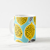 ヴィンテージレモン:手描きシームレスパターン コーヒーマグカップ (正面左)