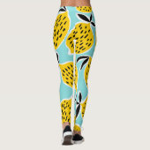 ヴィンテージレモン：手描きシームレスパターン レギンス (裏面)