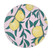 ヴィンテージレモン:手描き水彩模様。 カッティングボード (正面)