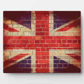 ヴィンテージレンガ壁のイギリス国旗 フォトプラーク (正面)