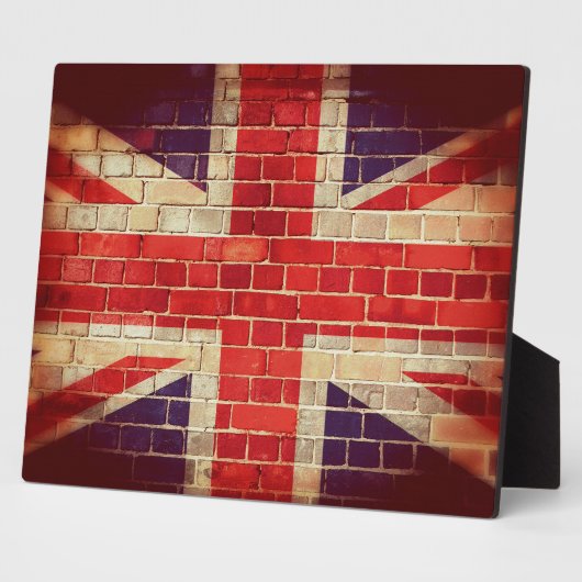 ヴィンテージレンガ壁のイギリス国旗 フォトプラーク (側面)