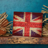 ヴィンテージレンガ壁のイギリス国旗 フォトプラーク (側面)