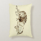 ヴィンテージレンブラントインクスケッチ/ライオンのスケッチ アクセントクッション (正面(垂直))