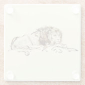 ヴィンテージレンブラントインクスケッチ/ライオンのスケッチ ガラスコースター (裏面)