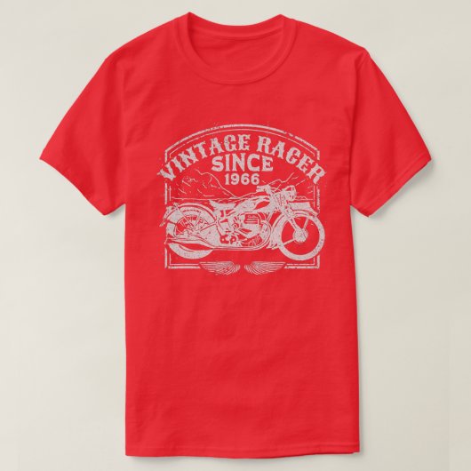 ヴィンテージレーサー1966レトロモーターバイクバイク Tシャツ (デザイン正面)