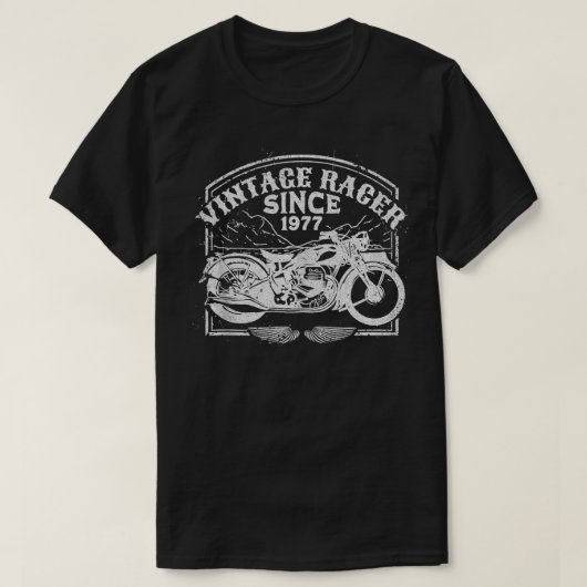 ヴィンテージレーサー1977年からレトロバイクのバイク Tシャツ (デザイン正面)