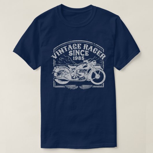 ヴィンテージレーサー1985レトロバイクMotorcyc Tシャツ (デザイン正面)