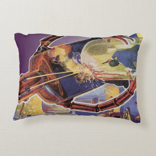 ヴィンテージレーザービームアイズ付きSFロボット アクセントクッション (裏面)