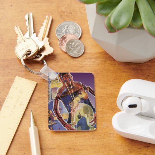 ヴィンテージレーザービームアイズ付きSFロボット キーホルダー (デスク)