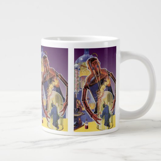 ヴィンテージレーザービームアイズ付きSFロボット ジャンボコーヒーマグカップ (右)