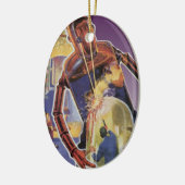 ヴィンテージレーザービームアイズ付きSFロボット セラミックオーナメント (左)