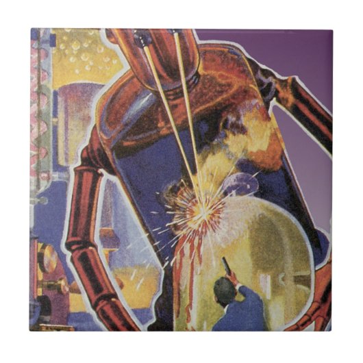 ヴィンテージレーザービームアイズ付きSFロボット タイル (正面)