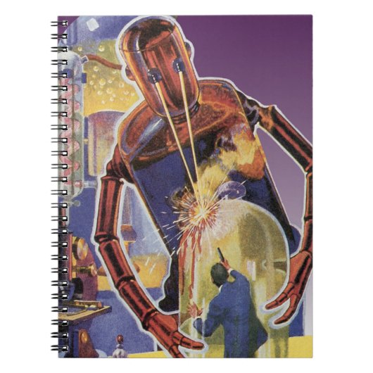 ヴィンテージレーザービームアイズ付きSFロボット ノートブック (正面)