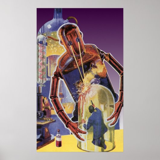 ヴィンテージレーザービームアイズ付きSFロボット ポスター (正面)