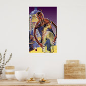 ヴィンテージレーザービームアイズ付きSFロボット ポスター (キッチン)