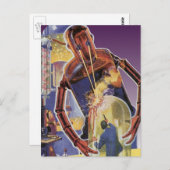 ヴィンテージレーザービームアイズ付きSFロボット ポストカード (正面/裏面)