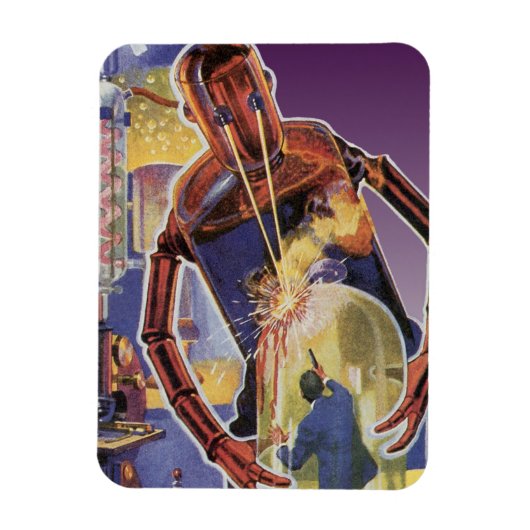 ヴィンテージレーザービームアイズ付きSFロボット マグネット (縦)