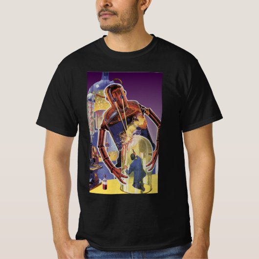 ヴィンテージレーザービームアイズ付きSFロボット Tシャツ (正面)