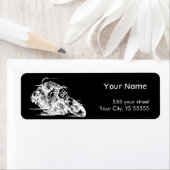 ヴィンテージレーシングオートバイ動揺してホワイトグラフィック ラベル (インサイチュ)