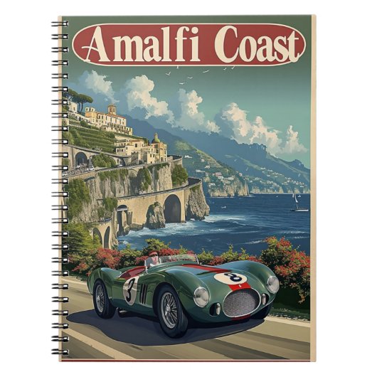 ヴィンテージレーシングカーでAmalfi Coast ノートブック (正面)