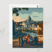 ヴィンテージレーシングカーインローマ ポストカード (正面/裏面)