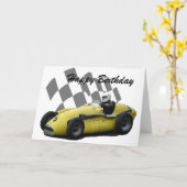 ヴィンテージレーシングカーハッピーバースデー5 カード (黄色い花)