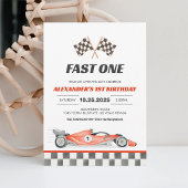 ヴィンテージレーシングカーファストワン1stバースデー招待状 招待状