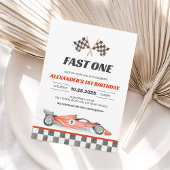 ヴィンテージレーシングカーファストワン1stバースデー招待状 招待状