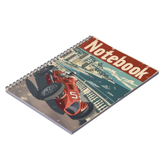 ヴィンテージレーシングカーモナコスパイラルフォトノートブック ノートブック (左側)