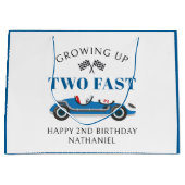 ヴィンテージレーシングカー幸せな2歳の誕生日 ラージペーパーバッグ (正面)