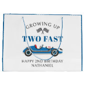 ヴィンテージレーシングカー幸せな2歳の誕生日 ラージペーパーバッグ (裏面)