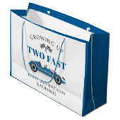 ヴィンテージレーシングカー幸せな2歳の誕生日 ラージペーパーバッグ (正面アングル)