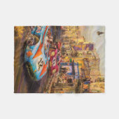 ヴィンテージレーシングカー自動車レース フリースブランケット (正面(横))