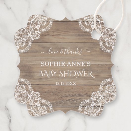 ヴィンテージレースお洒落オールドバーンドベイビーシャワーフェイバー フェイバータグ (裏面)