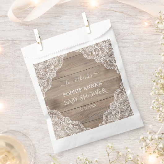 ヴィンテージレースお洒落オールドバーンドベイビーシャワーフェイバー フェイバーバッグ (クリップ留めされた状態)